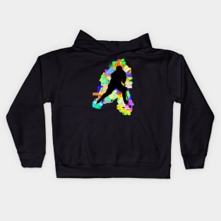 Female Hockey Player Retro Kids Hoodie